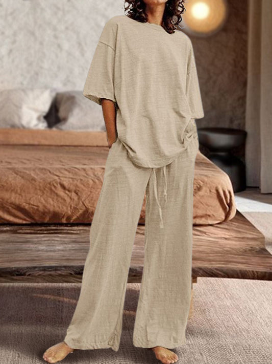 LD | Casual set van oversized shirt en rechte broek voor vrouwen