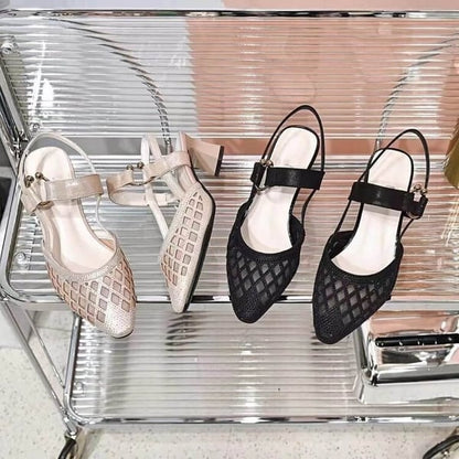 Sandalen met strass-steentjes met spitse teen en enkelbandje