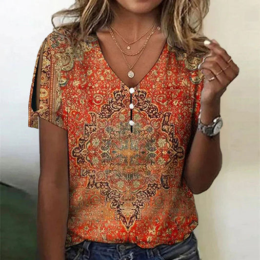 LD | Shirt met V-hals in vintage stijl