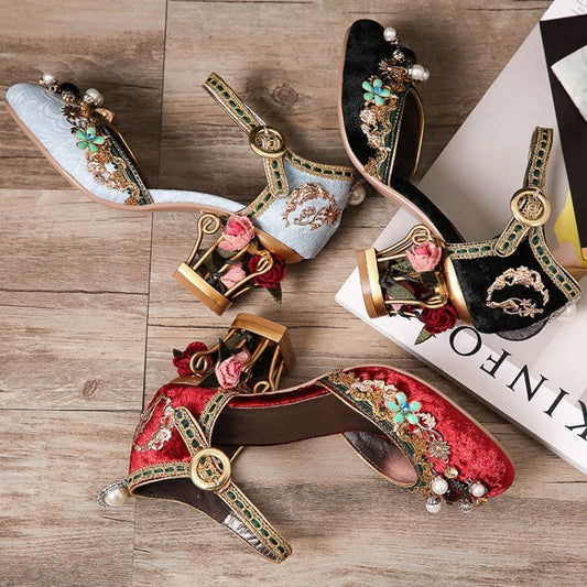 LD | Vrouwen bloemen gesp bruiloft stenen schoenen
