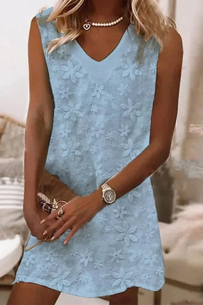 TS | Casual, cute, monochrome embroidered vest dress