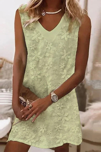 TS | Casual, cute, monochrome embroidered vest dress
