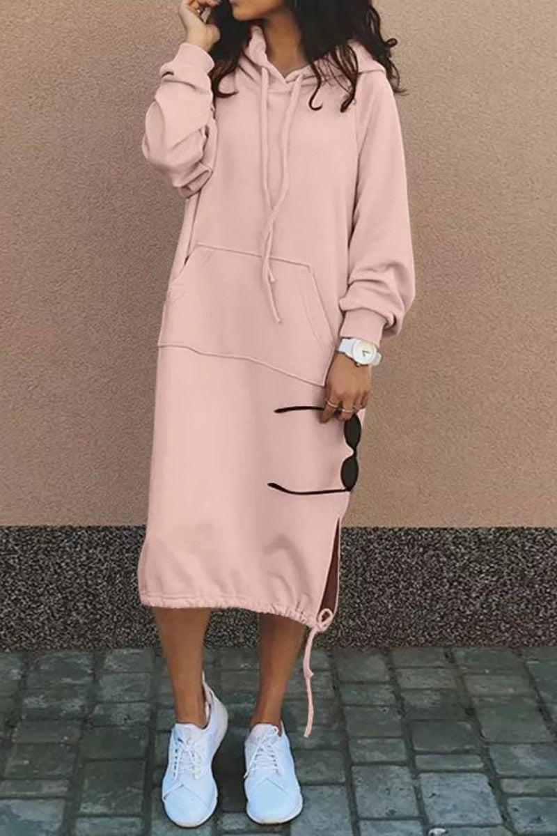 TS | Casual sweatshirt midi dress with hood