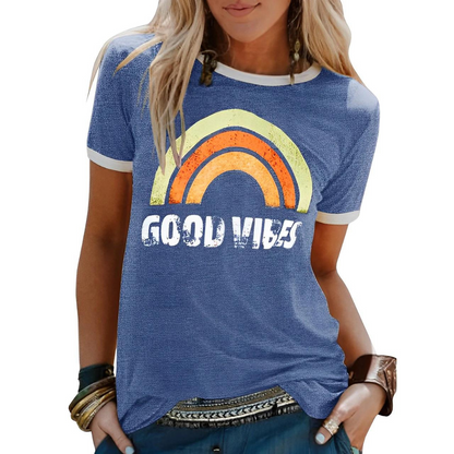 LD | Elegant retro regenboog good vibes t-shirt