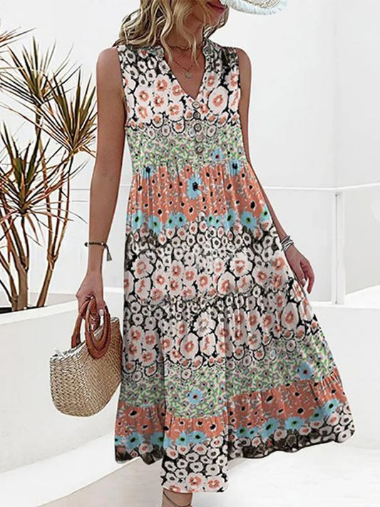 TS | Boho Floral Sleeveless Maxi Dress
