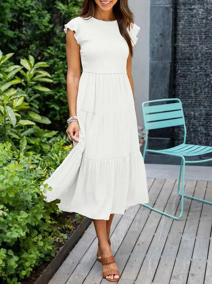 LM | Short-sleeved midi dresses for women
