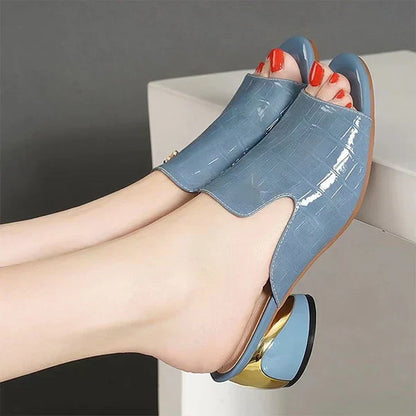 LD | Vrouwen Zomer Slip-On Denim Hak Sandalen