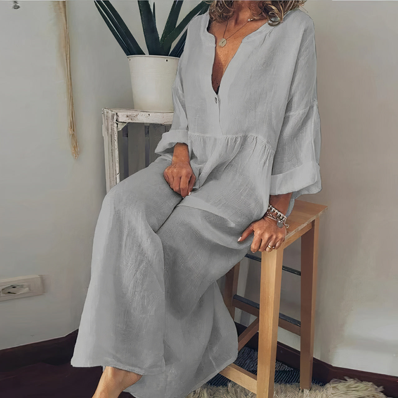LM | Ladies linen blouse dress
