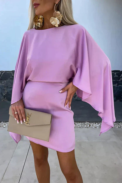 LM | Sahara -Beautiful satin mini dress with butterfly sleeves