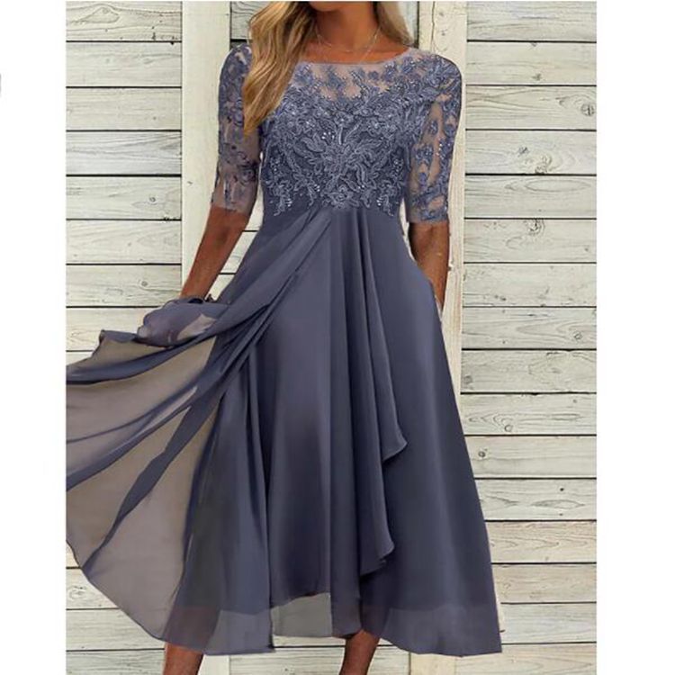TS | Chiffon midi dress with transparent sleeves in midi length