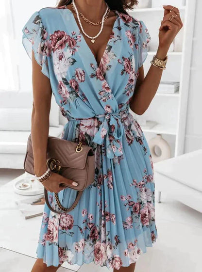 LM | Clarissa mini dress with flounce sleeves and floral print