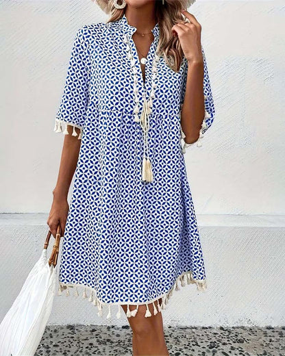 TS | Tania - Groovy blue short-sleeved mini dress