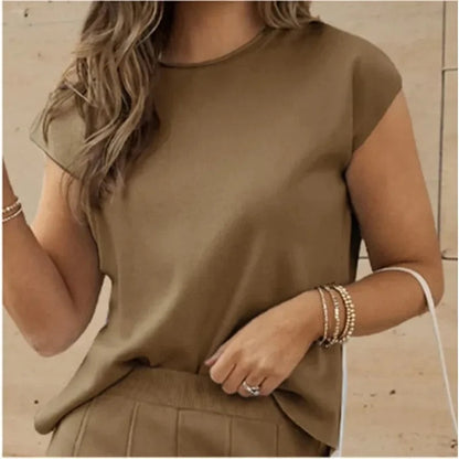 LD | MW - Elegante tweedelige set met wijde broek & T-shirt