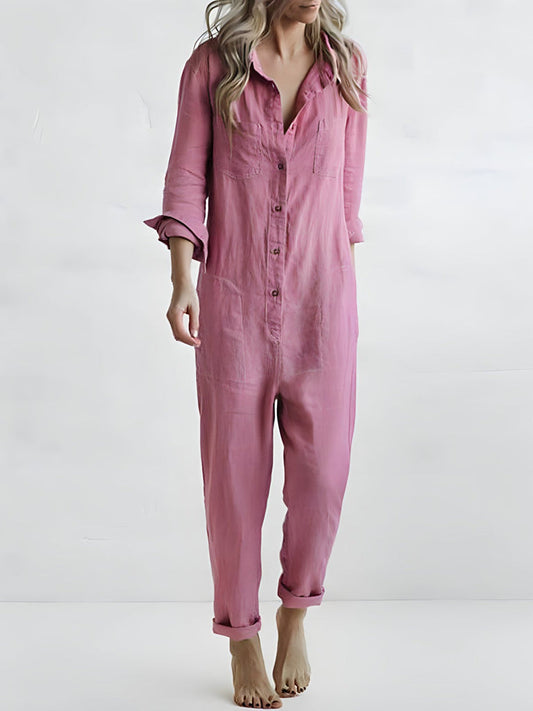 TS | Long-sleeved jumpsuit with button placket