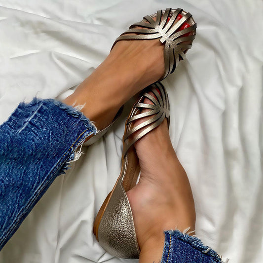 LD | Leren Sandalen met platte zool