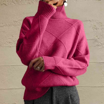 TS | Chic turtle-neck sweater in geometric knit
