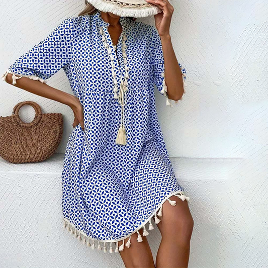LM | Short sleeve mini dress rose blue
