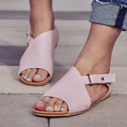 LD | Dames Peep Toe Gesp Flats Sandalen