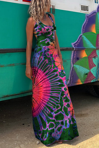 TS | La Bamba batik maxi dress with flirty lace-up detail at the back