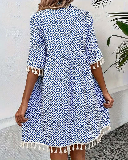 TS | Tania - Groovy blue short-sleeved mini dress