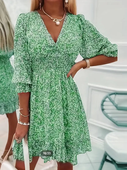 LM | Spring Blouse dress with gathered waist and floral print