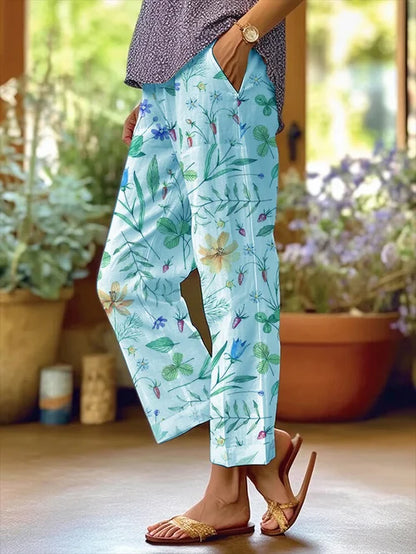 TS | Women's Floral Design Loose Bag Patchwork Casual Pants