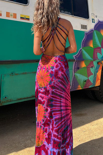 TS | La Bamba batik maxi dress with flirty lace-up detail at the back