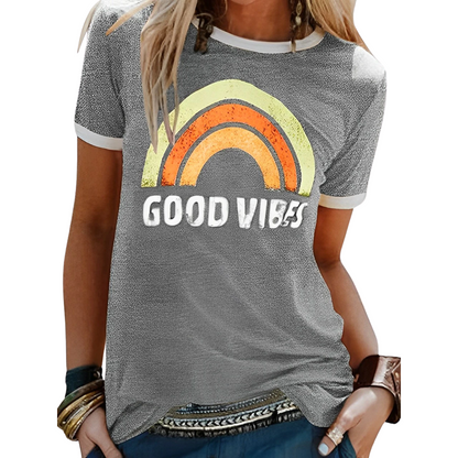 LD | Elegant retro regenboog good vibes t-shirt