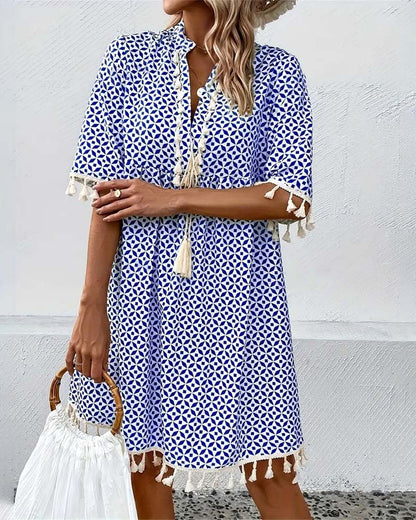 TS | Tania - Groovy blue short-sleeved mini dress