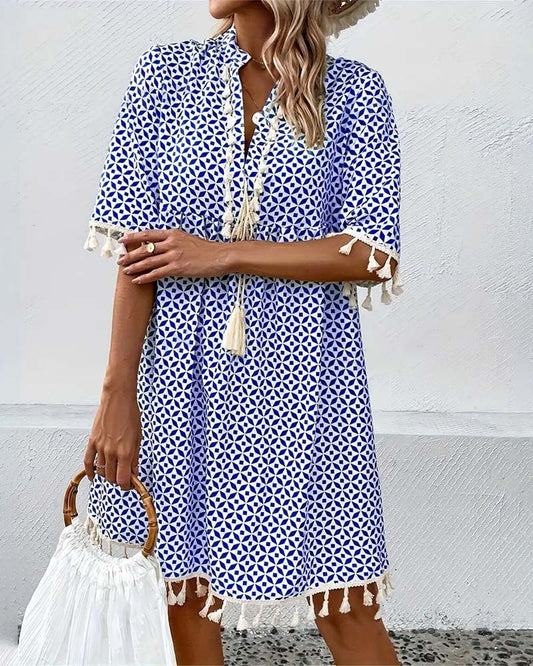 TS | Tania - Groovy blue short-sleeved mini dress