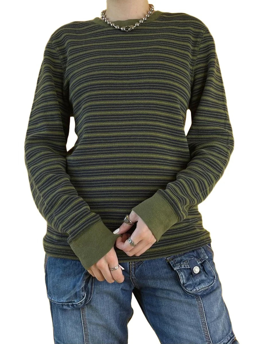 LD | MW - Gestreept shirt met lange mouwen en ronde hals