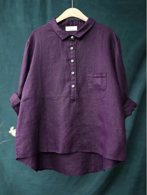 TS | Lapel collar button-down long sleeve shirt with pockets