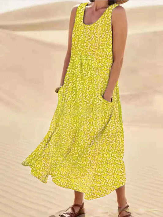 LD | Bloemen maxi jurk met zakdetail