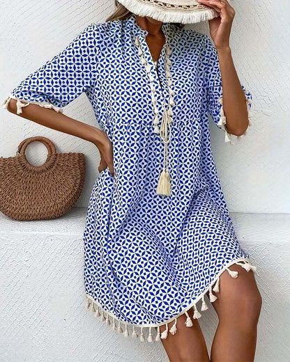 TS | Tania - Groovy blue short-sleeved mini dress