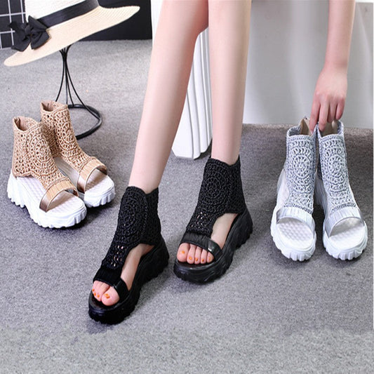 LD | Mesh Vlakke Sandalen Holle Vrouwelijke Platform Schoenen