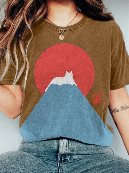 TS | Graphic Cat Mountain T-Shirt