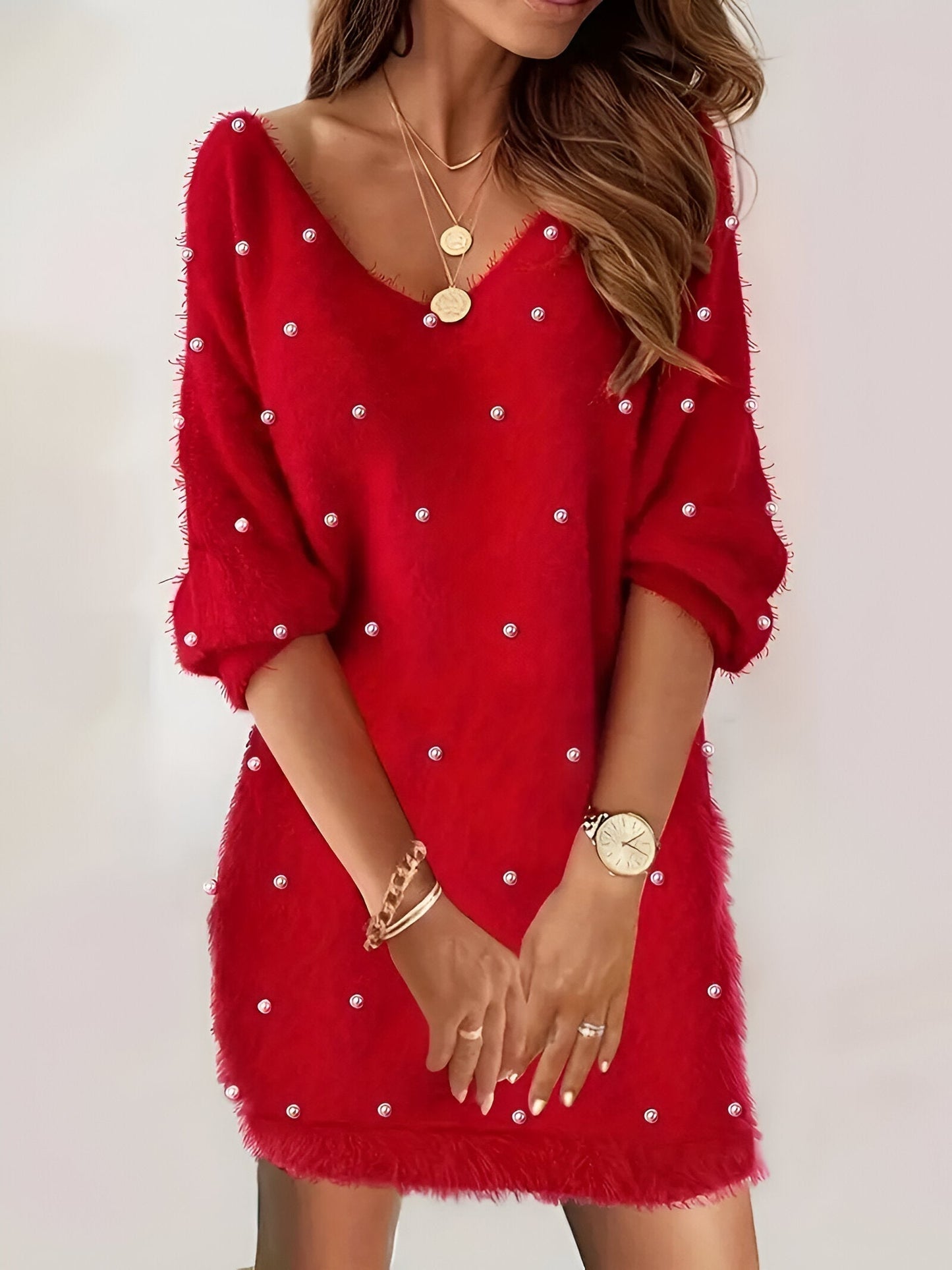 LM | Elegant blouse dress with V-neckline