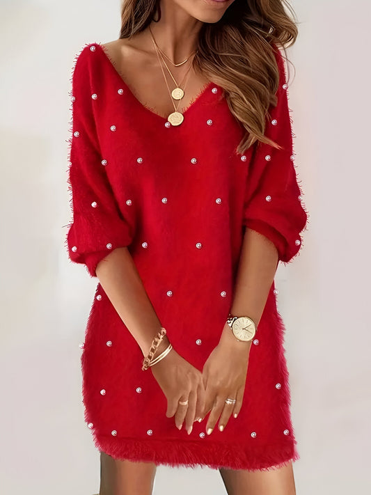 LM | Elegant blouse dress with V-neckline