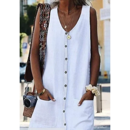 LM | Linen midi dress with slit