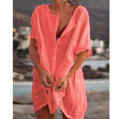 LM | Loose-fitting linen blouse with short sleeves