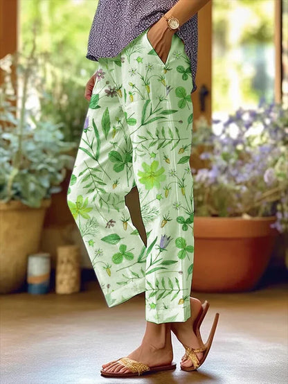 TS | Women's Floral Design Loose Bag Patchwork Casual Pants