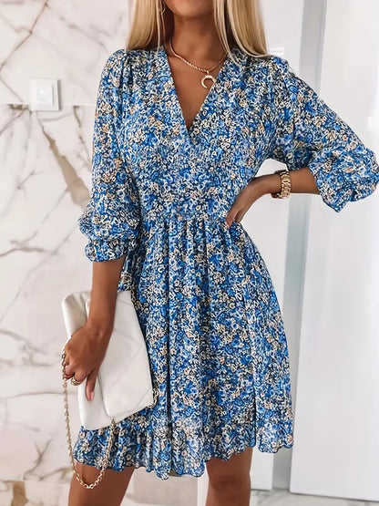 LM | Spring Blouse dress with gathered waist and floral print