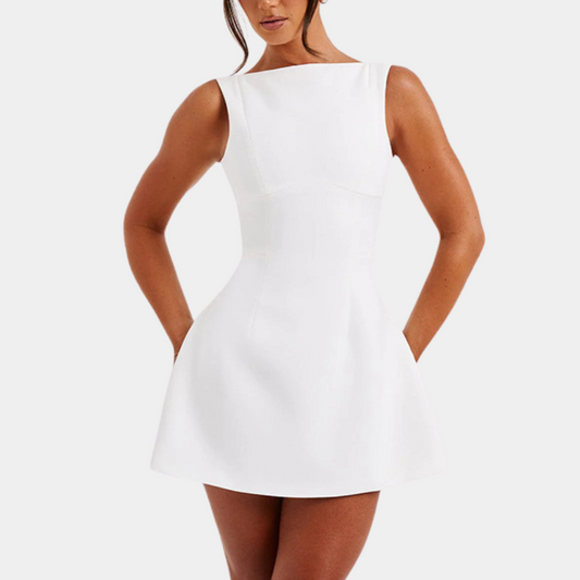 LM | Elegant mini dress with open back for women