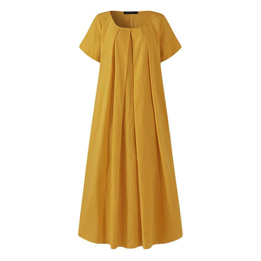 LM | Casual maxi dress with round neckline