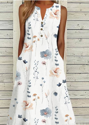LM | Sleeveless mini dress with fresh plant print