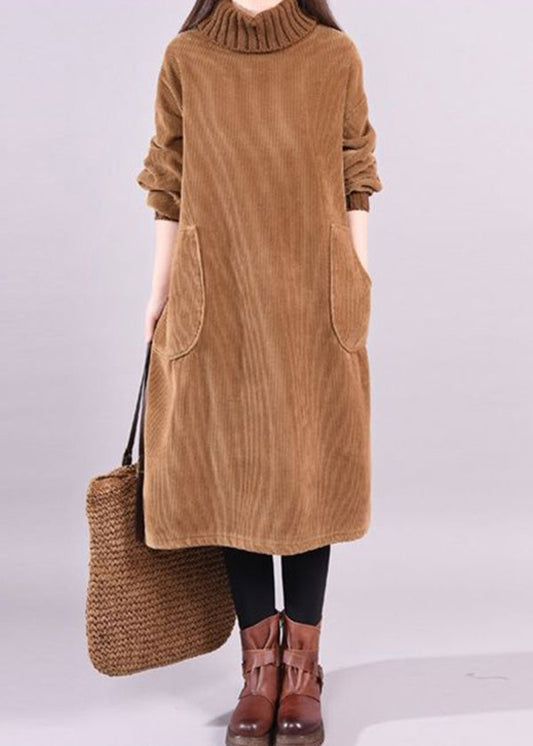 LD | Corduroy midi-jurk met col
