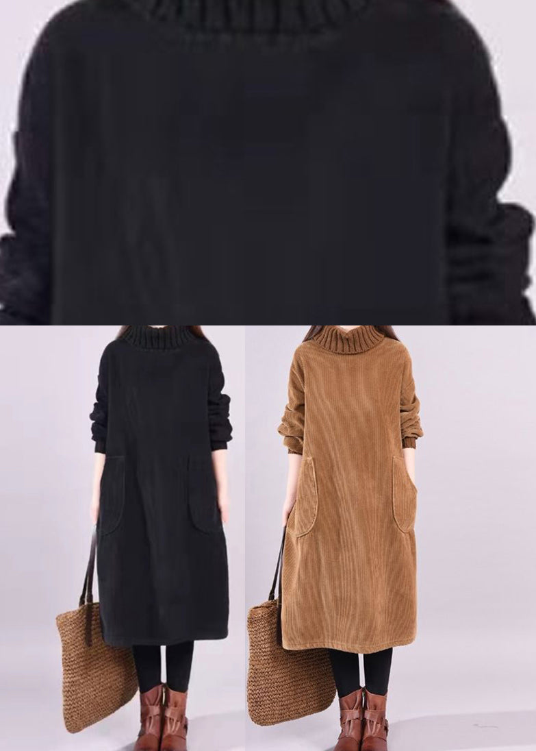 LD | Corduroy midi-jurk met col