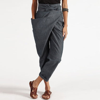 TS | Elegant cropped trousers with wrap front