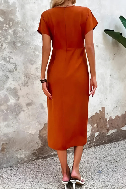 TS | Orange midi dresses with V-neckline