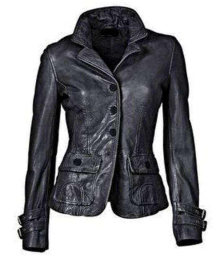 TS | Black leather jacket with fit